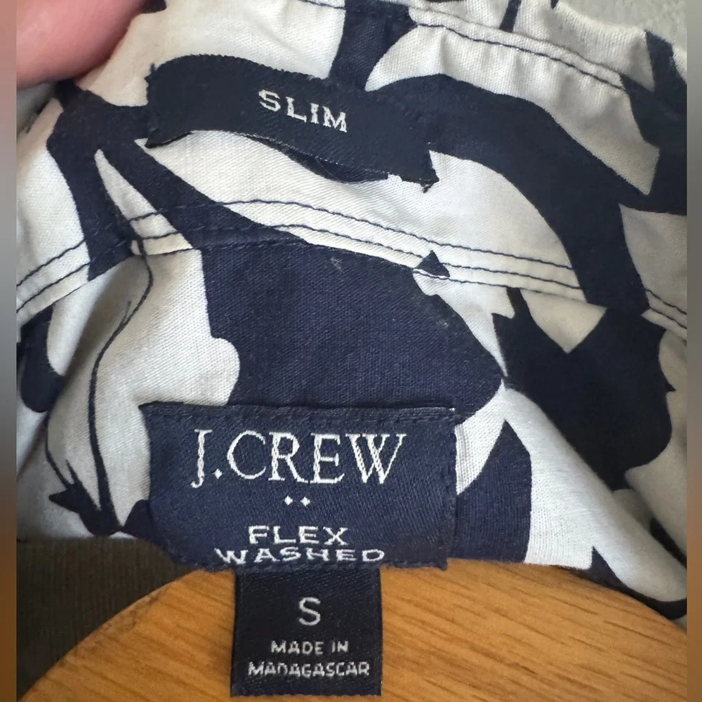 J. Crew Navy & White Tropical Print Button-Up Shirt